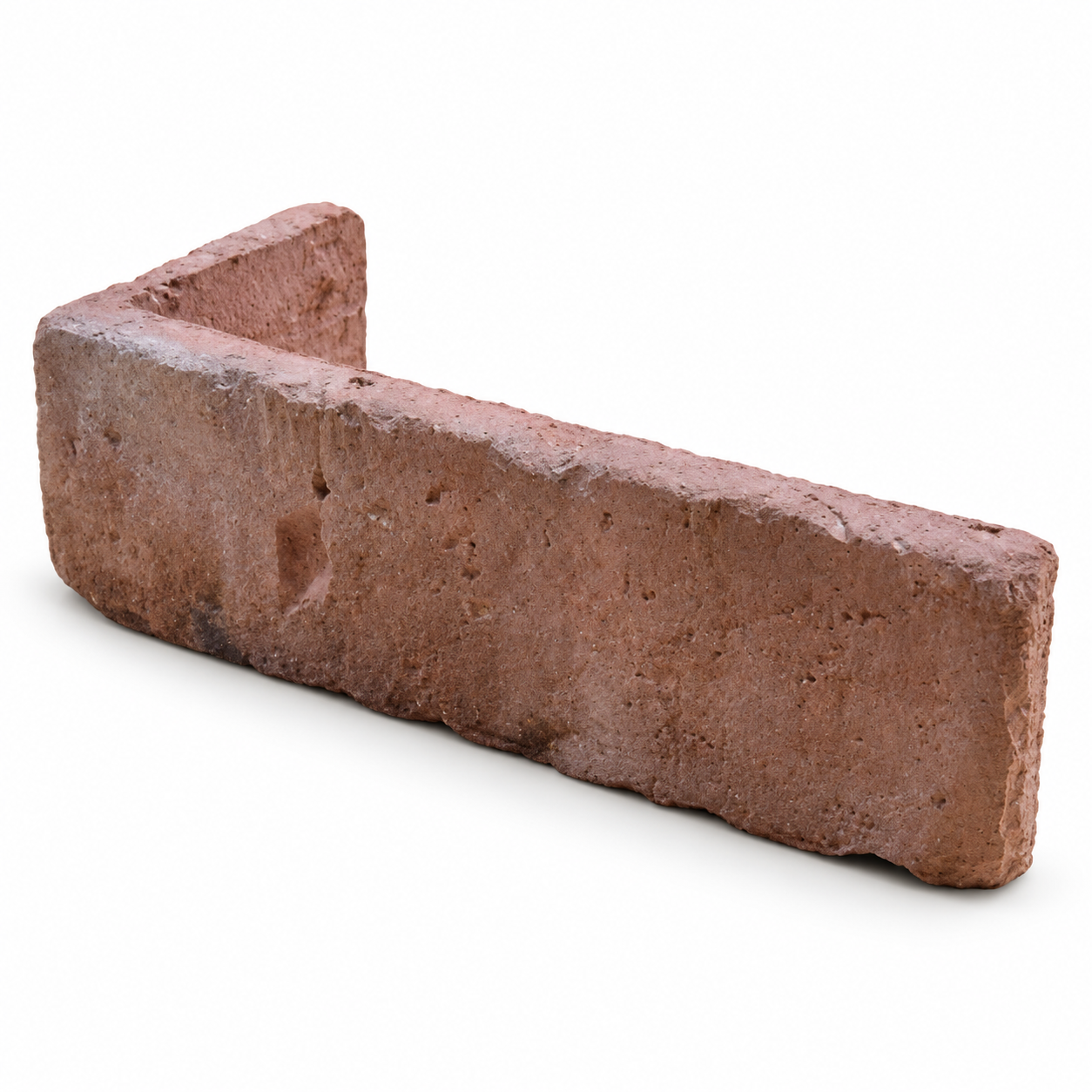 Castle Blend L-shaped corner brick slip showing its textured face and corner return on a white background