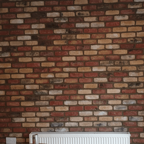 brick slips in lounge wall
